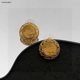 23ss fashion women earrings Brand Yellow Brass Stud Jewellery designer Hollow edge wrapping design ear pendants Including box Holiday gifts