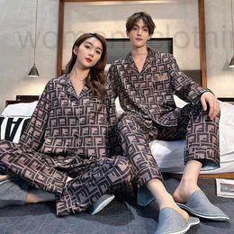 Women's Sleep & Lounge Designer 2023 New Couple Ice Silk Pyjamas Summer Alphabet Premium Silk Home Fur Mens and Womens Outwear Set 2BG6
