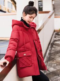 Women's Trench Coats Winter Puffer Jacket 2023 Hooded Designed Pockets Super Warm Long Coat Cotton Padded Outerwear Parka Mujer Factory