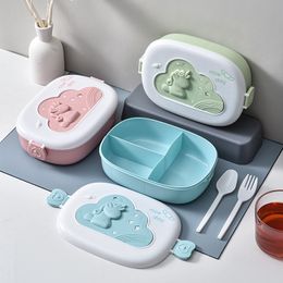 Divided portable lunch box microwave oven can be used to heat students cute cartoons office workers plastic lunch boxes bento boxes