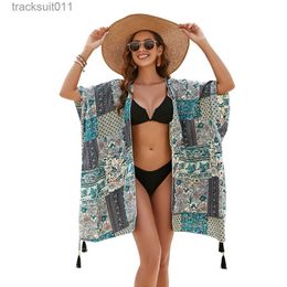 Women's Cape Women's Summer Cardigan Chiffon Beachwear Lady Sun Protection Shawl Bikini Blouse Breathable Beach Cape Retro Style Cloak New in L230920