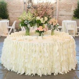 NEW Romantic Cloth Ruffles Table Skirt Handmade Wedding Decorations Custom Made Ivory White Organza Cake Ruffles287M