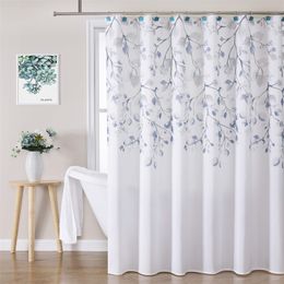 Shower Curtains Central Park Leaves Blue Shower Curtain Liner Waterproof Print Floral Shower Curtain For Bathroom Spa el Decor Bath Curtain 230920