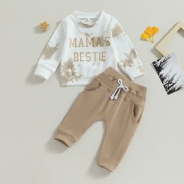 Clothing Sets Toddler Baby Girls Fall Clothes Letter Print Long Sleeve Pullover Sweatshirt and Elastic Pants Set 2 Piece Tracksuit Outfit 230919