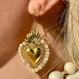 Dangle Earrings Jewellery Punk Party T Show Chic Vintage Gold Plated Chunky Dome Drop For Women Pearl Wire Thread Pendant