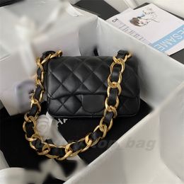 Fashion Bags 22S catwalk gold thick chain square fat classic Ringer mouth cover bag leather shoulder underarm bag