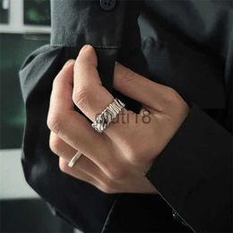 Band Rings Ins Tin Foil Fold Ring Minimalist Cool Texture Titanium Steel Colorfast Hip Hop Wide Version Men's/Women's Fashion Jewelry x0920