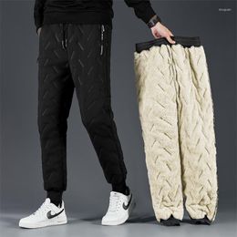 Men's Pants 120KG 7XL Fleecy Lining Winter Waterproof Warm Trousers Big Size Woven Casual Boy's Windproof 1733