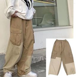 Men's Pants Spring Men Casual Cargo Long Patchwork Baggy Drawstring Wide-leg Trousers Male Clothing