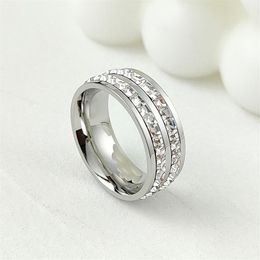 High Quality Titanium Steel Band Rings for Men and Women Valentine's Day Fashion Diamond Jewelry Size 5-10309z