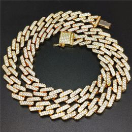 Strip-type Cubic Zircon Iced Out Hip Hop Bling Chains Mens Jewellery Necklace Fashion Miami Cuban Link Chains Hip Hop Jewellery Gold S317x