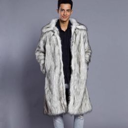 Men's Fur Faux Fur Men's winter fur coat imitation fur large size long warm casual wool trench coat 230919