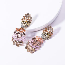 Dangle Earrings LUBOV Mulicolor Rectangle Crystal Stone Beautiful Acrylic Wreath Drop Trendy Women Party Jewellery
