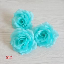 Decorative Flowers LOT 100PCS 4inch 10cm Silk Roses Flower Heads Wedding Decoration Ivory Cream Burgundy Purple Pink Blue Royal Red White