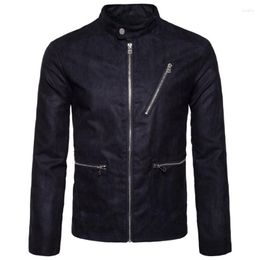 Men's Jackets Mens Clothing Men Stand Collar Solid Colour Jacket Casual Zippers Male Outerwear High Quality Spring Autumn Suede