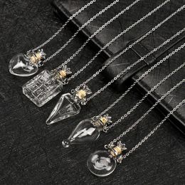 Glaze Vial Necklace Openable Water Drop Heart Steel Chain Keepsake Essential Oil Pendant Memorial Jewellery Perfume Necklaces2629