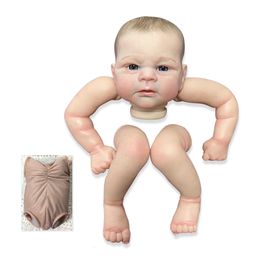 Dolls NPK 19inch Finished Doll Size Already Painted Elijah Lifelike Soft Touch Flexible finished Doll Parts with Body and eyes 230920