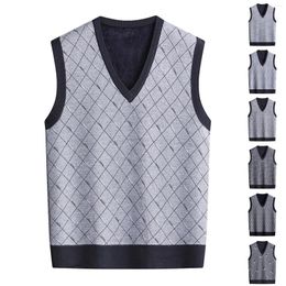 Men's Vests Mens Autumn Winter Casual Fashion V Neck Sleeveless Knit And Fleece Vest Sweater Knitwear Outerwear Pullovers