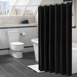 Shower Curtains Modern Black Shower Curtains Waterproof Fabric Solid Color Bath Curtains For Bathroom Bathtub Large Wide Bathing Cover 12 Hooks 230920