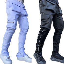 Men's Pants Designer Top Quality Cargo GODLIKEU Pants Spring And Autumn Men's Stretch Multi-Pocket Reflective Straight Sports Fitness Casual Trousers Joggers