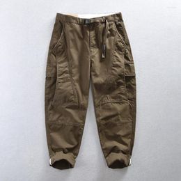 Men's Pants 2023 Autumn Cotton Retro Cargo Men Clothing Multi-pockets Daily Joggers Trousers