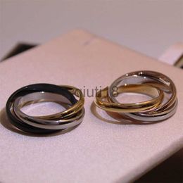 Band Rings New fashion wed ring for man stainless steel extravagant ring engrave gold silver rose 3 circles rings women men wedding jewelry size 5-11 x0920