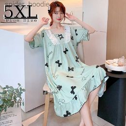 Women's Sleep Lounge Pyjamas Summer Short-sleeved Nightdress Korean Bow Loose Plus Size M-5XL One Piece Onesies for Adults Women Cheap L230920