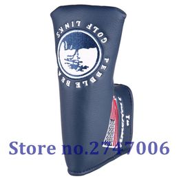 Club Shafts 1pc US Flag and Pebble Beach Embroidery Putter Cover Blade Style Head 230920