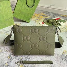 5A Litchi-Texture Genuine Leather Bag: Green, Unisex, Wallet and Tote Functions, Medium-sized Messenger Style, Embossed Detailing Unisex