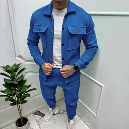 Men's Tracksuits Men Autumn Winter Long Sleeved Suede 2 Piece Outfit Sweat Suit Casual Jogging Suits Athletic Set Solid Jacket Pants