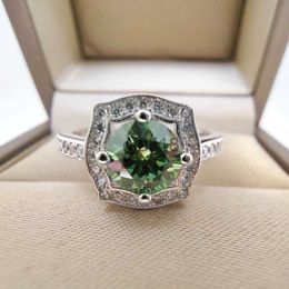 Band Rings Solitaire Ring Luomansi S925 Square Silver 1 Yellow Green Blue Pink Jewelry Pass Diamond Test Party Commemorative Gift 230209 x0920