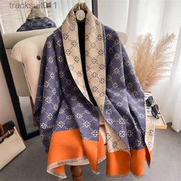 Women's Cape Thick Winter Poncho Women Scarf Luxury Floral Warm Shawl and Wrap Cashmere Pashmina Scarves Design Blanket Bufanda Echarpe 2022 L230920