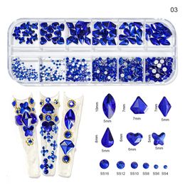 Nail Art Decorations 12GridsBox Colourful Crystal Nail Art Rhinestones Acrylic SS4-SS16 Nail Stones Shiny Flatback Jewellery 3D DIY Nail Art Decoration 230919