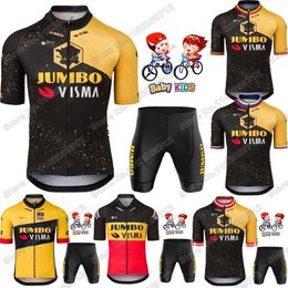 Cycling Jersey Sets Kids Jumbo Visma Cycling Jersey TDF Set Slovenia Belgium Boys Girl Cycling Clothing Children Road Bike Shirt Suit 230919