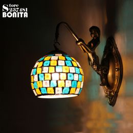 Garden Decorations Bohemian Style vintage wall light for bedroom mermaid Wall Lamp Colourful Pure Handmade Mosaic Glass Shell Sconces Lamps 230920