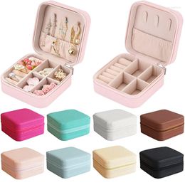 Jewellery Pouches Portable Storage Box For Travel Organiser Leather Case Earrings Necklace Ring Display With Zipper