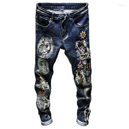 Men's Jeans High Quality Autumn Winter Designer With Kpop And Korean Embroidered Distressed Vintage Washed Street Slim Men