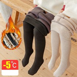 Kids Socks Winter Lamb Wool Pantyhose for Baby Girls Solid Tights Pants Children Thickening Skinny Leggings with Fleece Clothing 230919