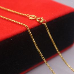 Chains Au750 Real 18K Yellow Gold Neckalce For Women 1mm Round Square Link Box Chain 42cm Length 2.1-2.2g Jewellery Free Shpping