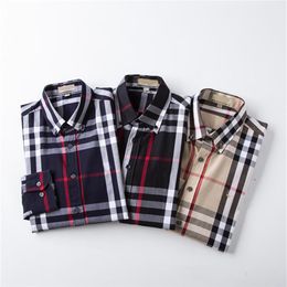 Spring and Autumn New long sleeve shirt men slim grid young leisure luxury business fashion non - ironing shirt#13284g