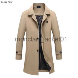 Men's Trench Coats Serige Park Autumn Quality Coat Men's Coat Bow Tie Luxury Trench Coat Men's Clothing Long Sleeve Gentleman Wind Tops J230920