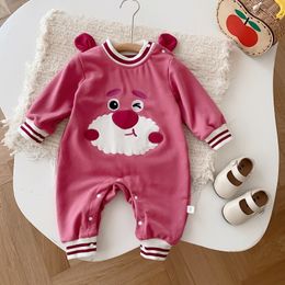 Rompers Cute Baby Romper 02Years born Boy Girl Long Sleeve ONeck Cartoon Pattern Loose Jumpsuit Birthday Party Playsuit Clothes 230919