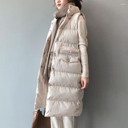 Women's Vests Long Sleeveless Bread Vest Jacket Women Winter Korean Fashion Coat For