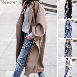 Women's Wool Blends Simple Windbreaker Jacket for Women 2023 Fashion Korean Autumn Winter Thermal Lapel Woolen Trench Coat Large Size Loose Overcoat L230920