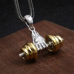 Chokers Men s Fashion Classic Design Fitness Master Hand Held Dumbbell Pendant Hip Hop Rapper Prom Party Necklace 230920