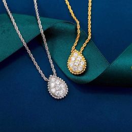 Marke Reine 925 Sterling Silber Schmuck Für Frauen Wasser Tropfen Diamant Anhänger Gold Halskette Nette Reizende Design Feine Luxury220s