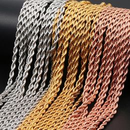 Hip Hop Width 3mm 316L Stainless Steel Rope Chain Necklace ed Chain Gold Silver Rose Gold Necklaces For Women Men Jewelry Dro221V