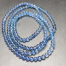 Link Bracelets Natural Aquamarine Triple Circles Bracelet Fashion Gemstone Crystal Jewelry Bangle For Women Healing Bohemia Holiday Gift 6MM