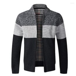 Men's Hoodies Autumn Winter Patchwork Sweater Coat Zipper Knitted Thick Warm Cardigan Pullover Business Casual Slim M-3XL