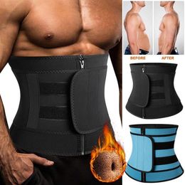 Men Slimming Body Shaper Neoprene Sauna Workout Waist Trainer Trimmer Belt for Weight Loss Sweat Belly Belt with Double Straps1319O